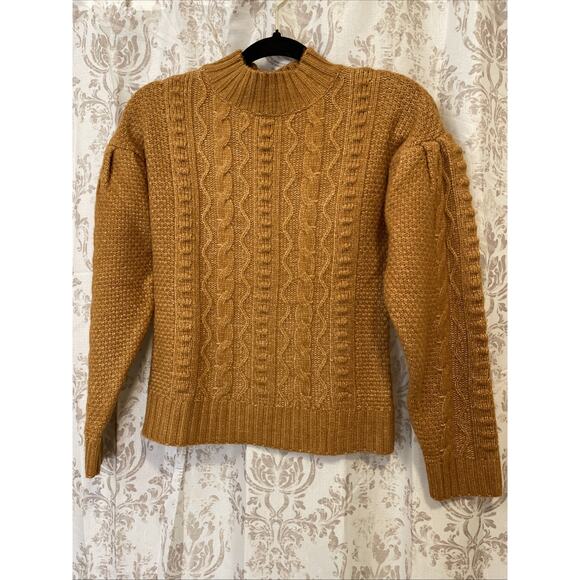 525 America Mustard Cable Knit Sweater Size XS Elevated Basics Layers - Picture 1 of 7
